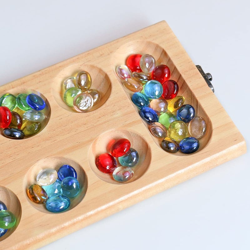 KINGOU 50 pcs Replacement Mancala Stones Mixed Colored Flat Glass Pebbles/Beads/Gems for Games (12-15mm) - Image 3